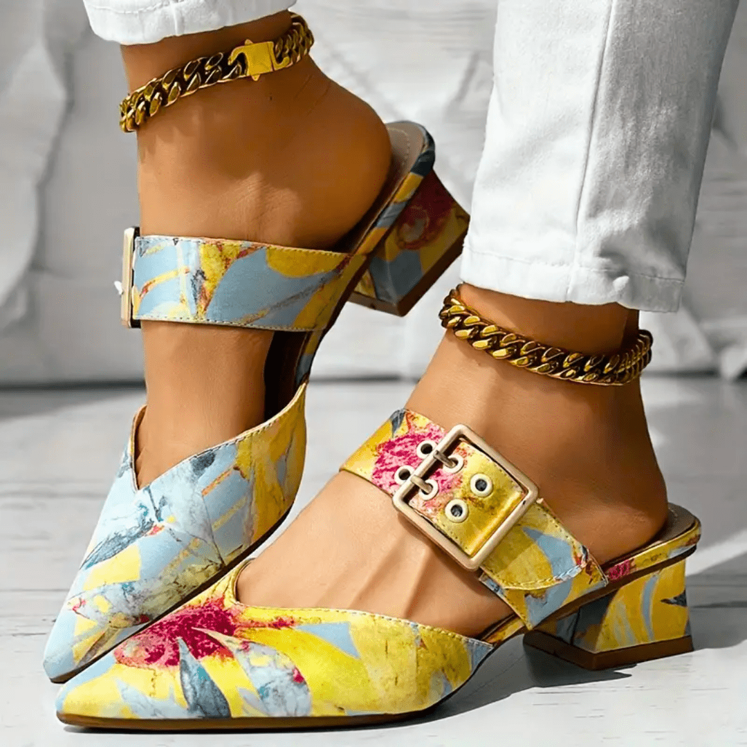 Damskie Klapki Na Słupku Z Klamrą W Szpic