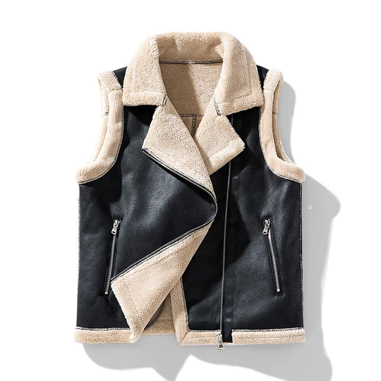 Chaqueta sin mangas de piel para mujer