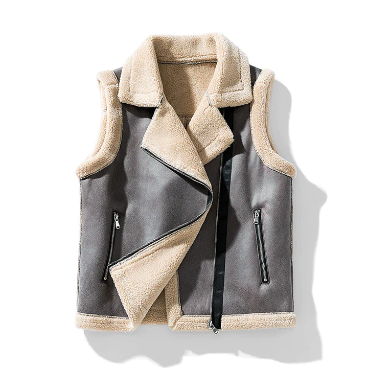 Chaqueta sin mangas de piel para mujer
