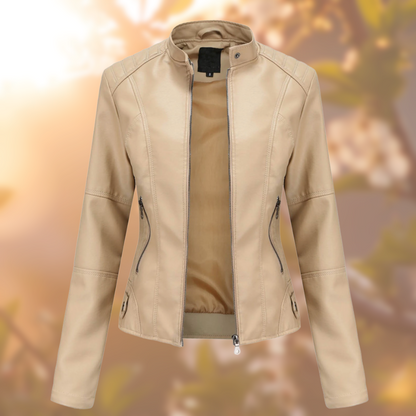 Chaqueta con cuello alto y cremallera para mujer