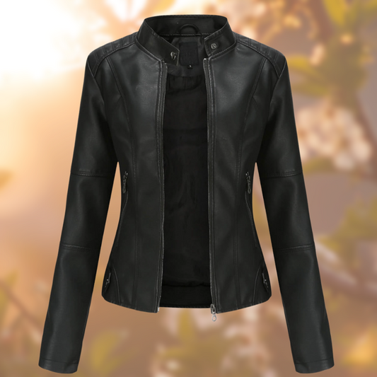 Chaqueta con cuello alto y cremallera para mujer