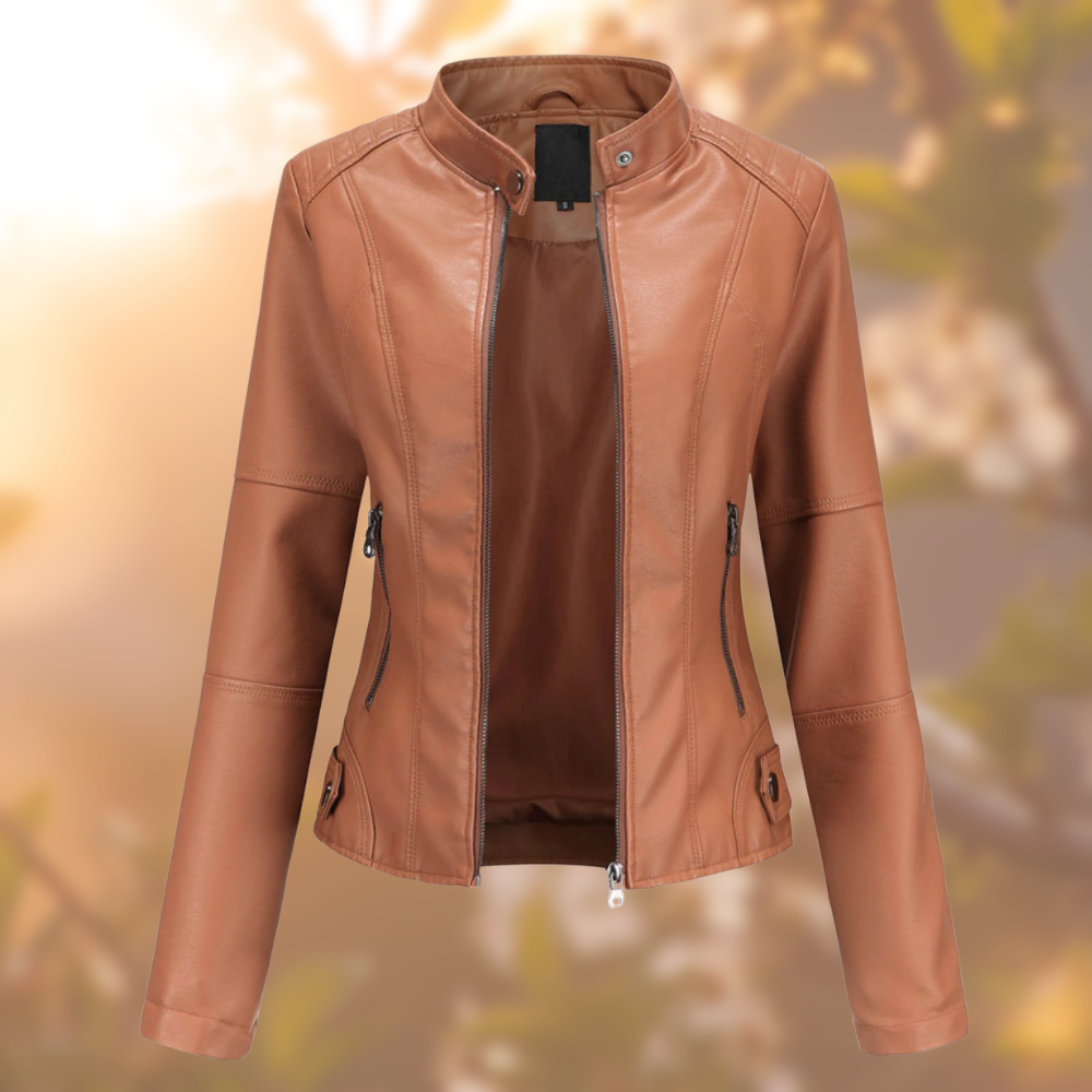 Chaqueta con cuello alto y cremallera para mujer