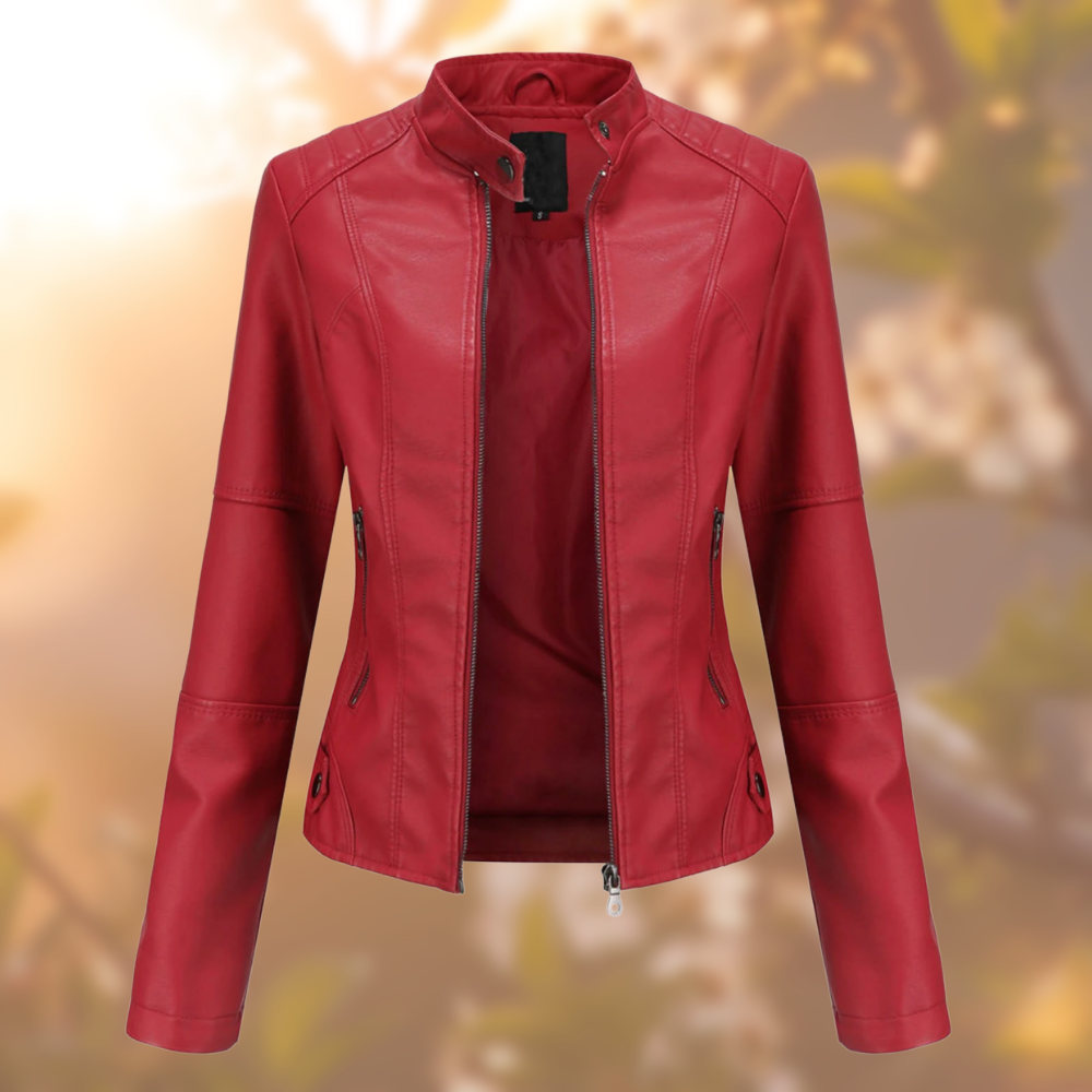 Chaqueta con cuello alto y cremallera para mujer