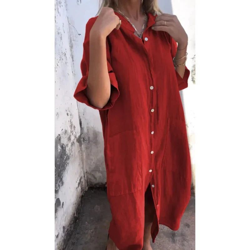 Diothel - Maxivestido camisero informal