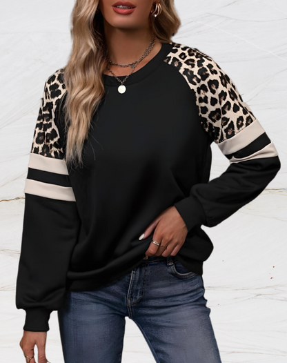 Chelsea - Jersey oversize de mujer de leopardo con rayas blancas