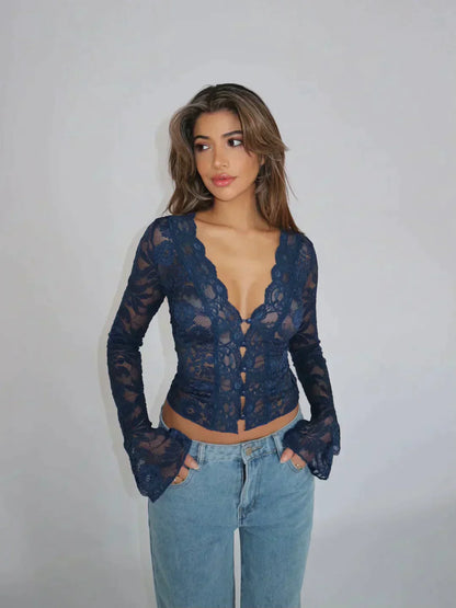 Carina - Moda moderna Blusa de encaje