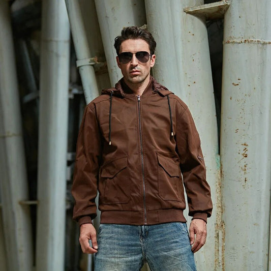 EASTON | Chaqueta de cuero con capucha