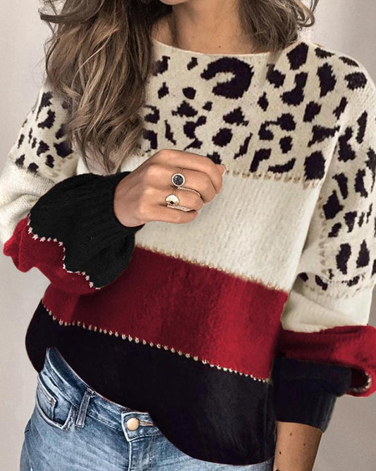 Els | Sudadera de rayas con estampado de leopardo