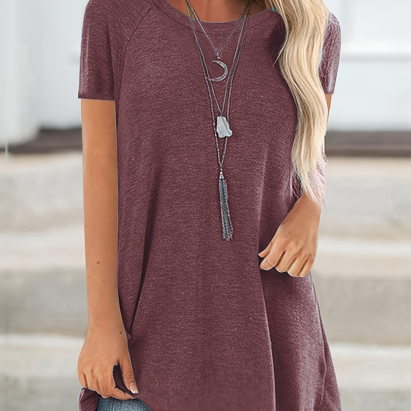 Camiseta larga lisa - Modelo largo y forma flexible para uso diario
