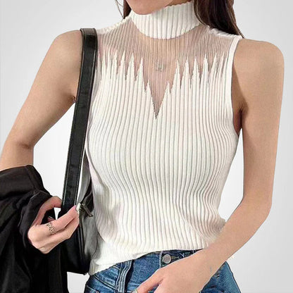 Charlotte - Top de malla transparente con tirantes alrededor del cuello