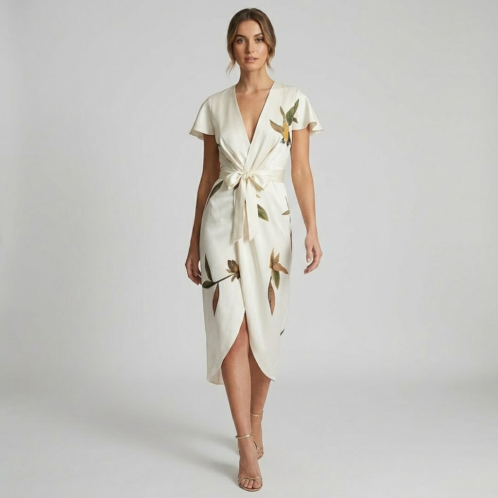 Elegancka Sukienka Damska Kwiaty
