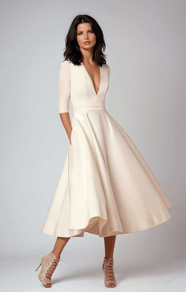 Damska Elegancka Sukienka V-neck
