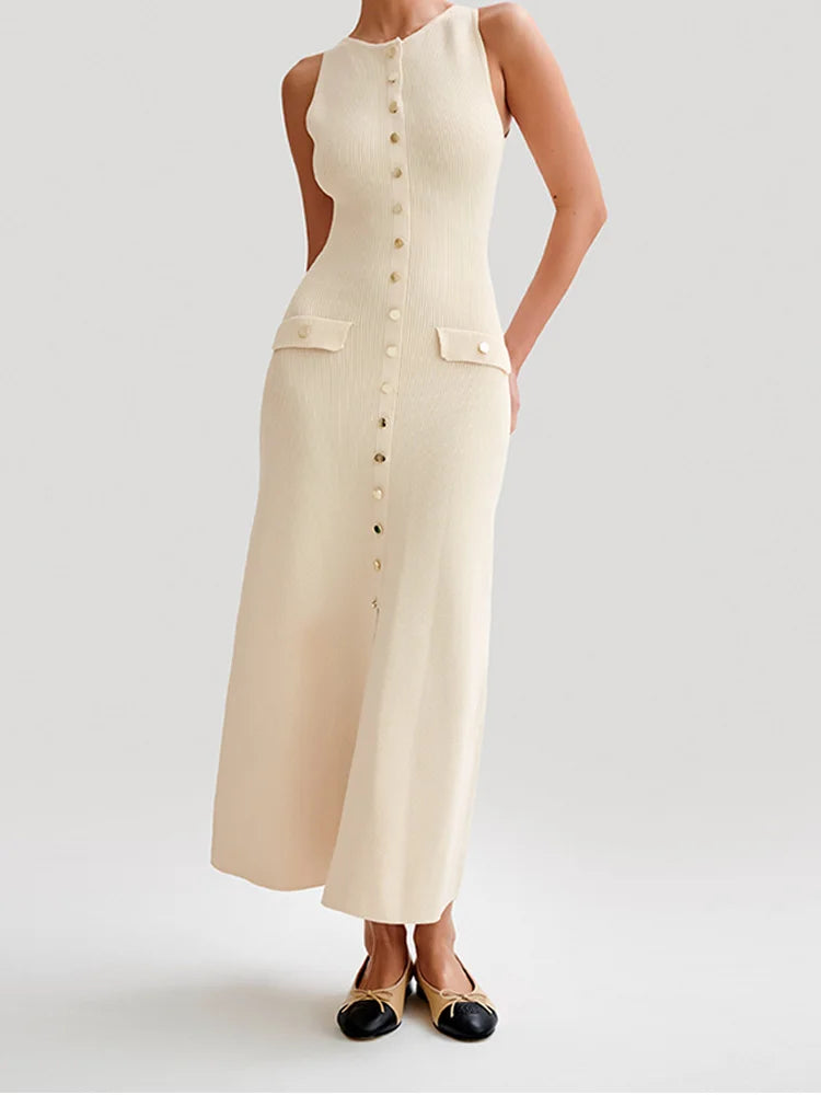Elegante vestido de punto sin mangas