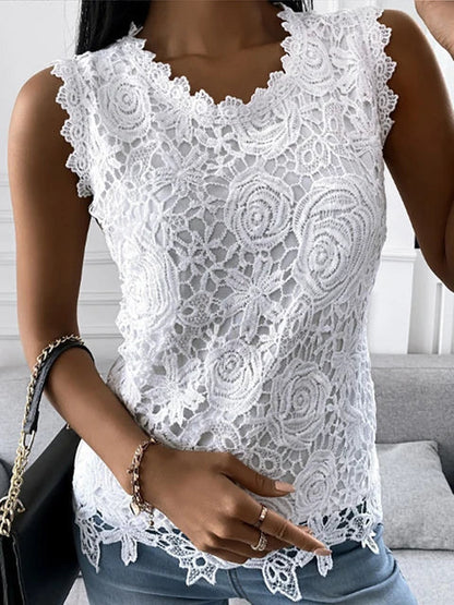 Top vintage de encaje para mujer