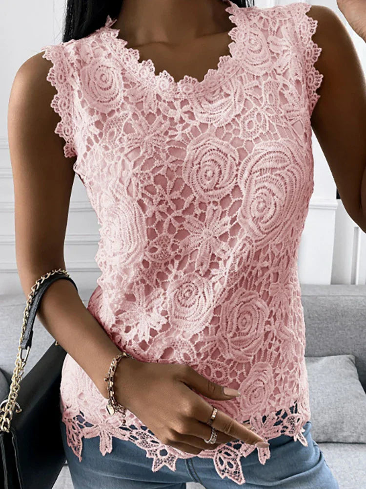 Top vintage de encaje para mujer