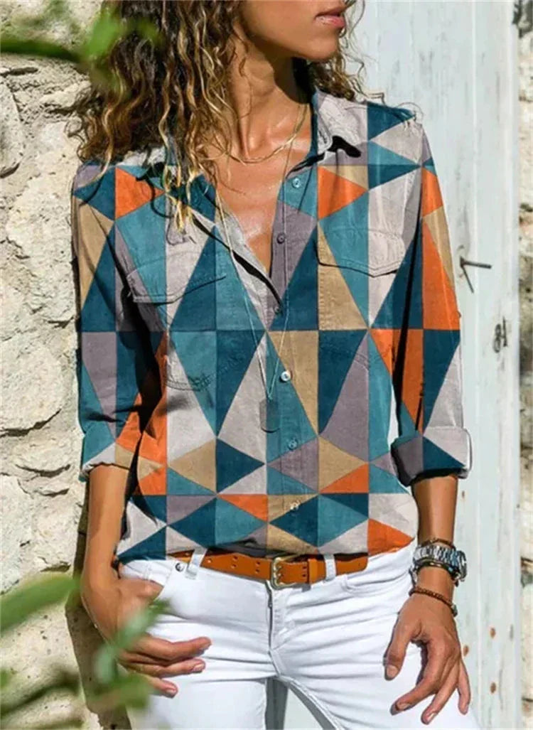 Brenda | Blusa de verano con estampado geométrico para mujer