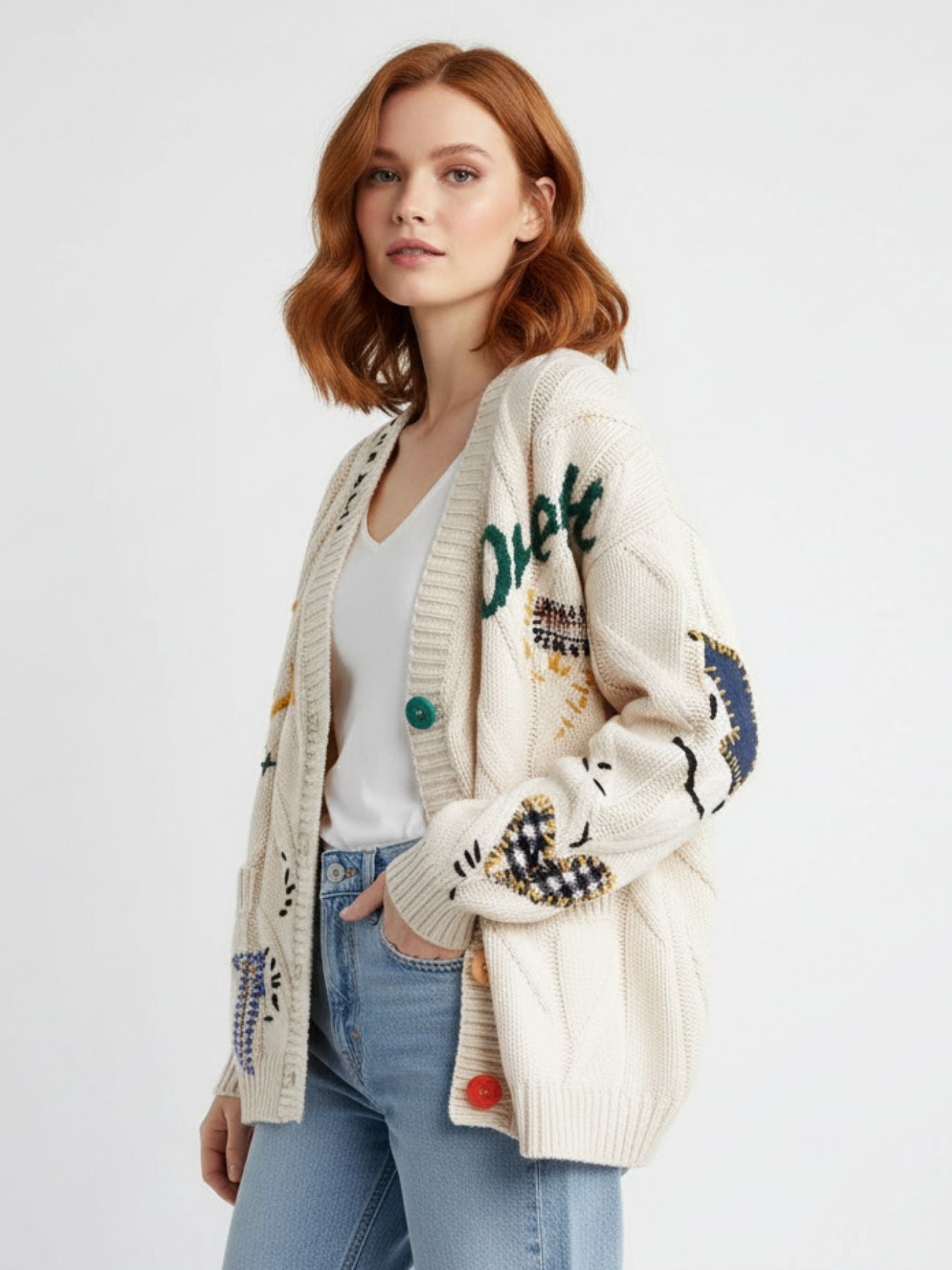 Ella | Cárdigan de mujer con detalles de patchwork Elegante y cómodo