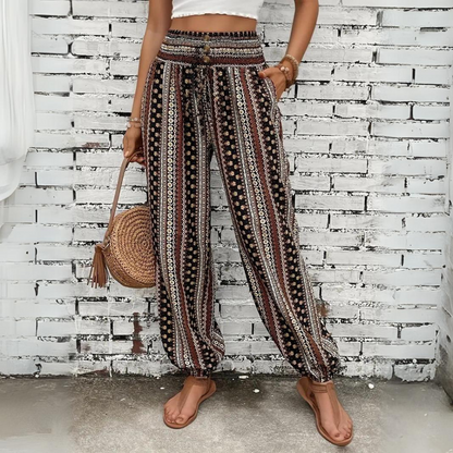 Ellie | Pantalón bohemio vintage de mujer con cintura elástica