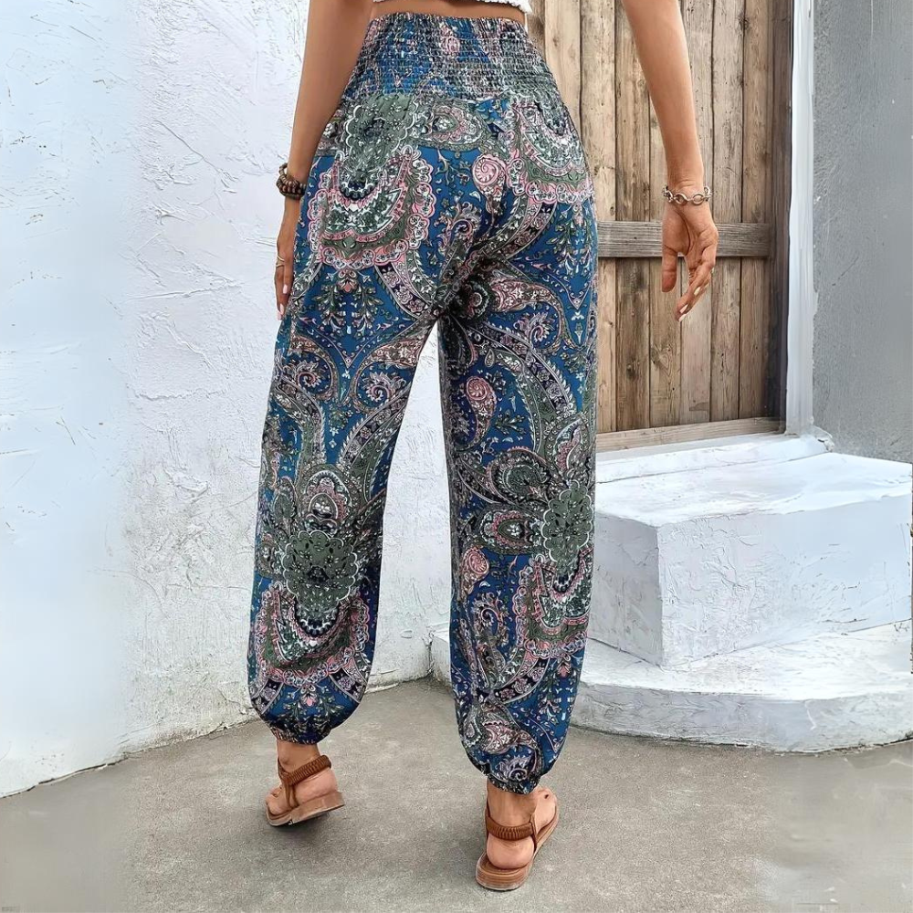 Ellie | Pantalón bohemio vintage de mujer con cintura elástica