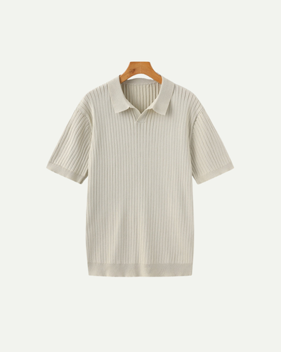 Męska Koszulka Polo Prążkowana Casual