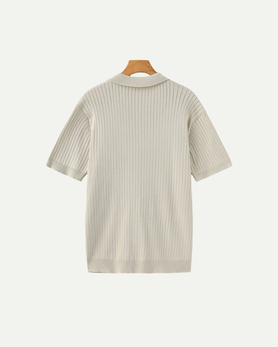 Męska Koszulka Polo Prążkowana Casual