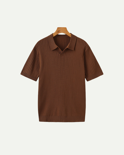 Męska Koszulka Polo Prążkowana Casual