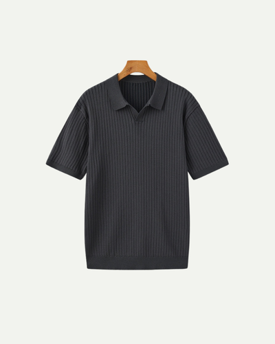 Męska Koszulka Polo Prążkowana Casual