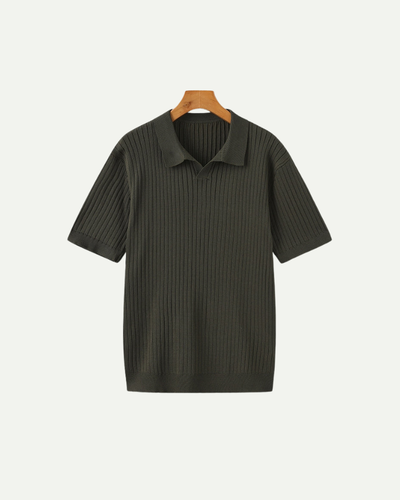 Męska Koszulka Polo Prążkowana Casual