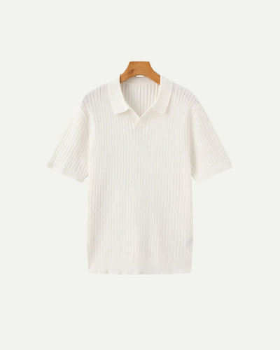 Męska Koszulka Polo Prążkowana Casual