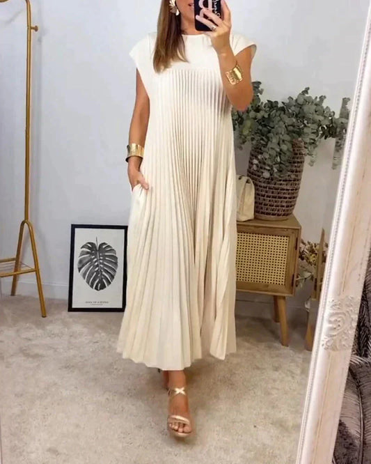 Vestido sin mangas con pliegues