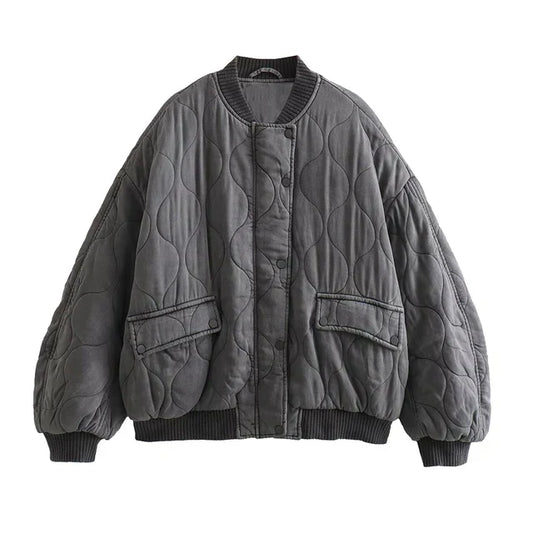chaqueta bomber gris entallada para mujer | Gabriella