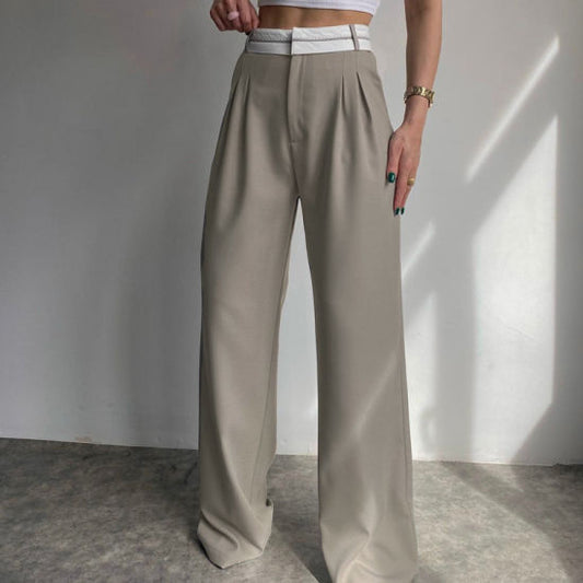 Pantalones de corte recto con cintura alta Moda