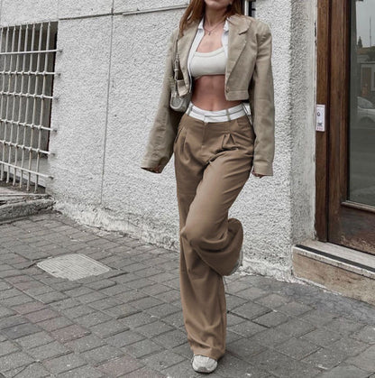 Pantalones de corte recto con cintura alta Moda