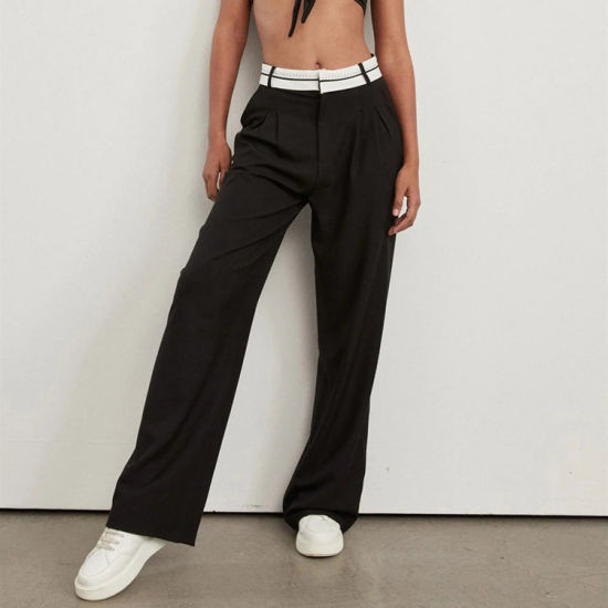 Pantalones de corte recto con cintura alta Moda
