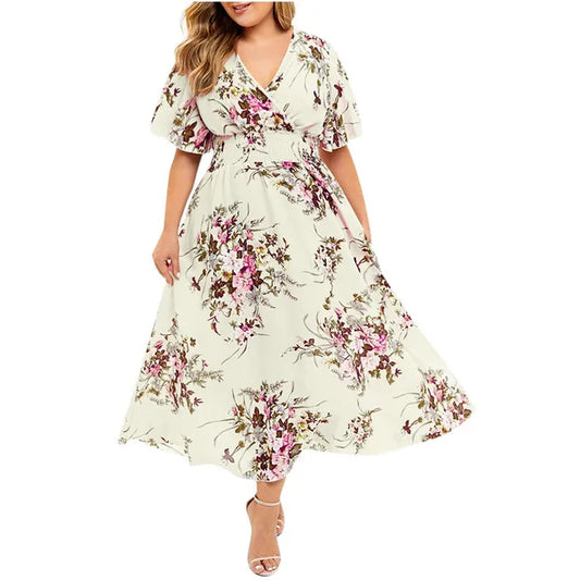 Vestido largo para mujer en gasa floreada