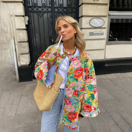 Graciela | Chaqueta acolchada para mujer con estampado floral elegante y cómoda