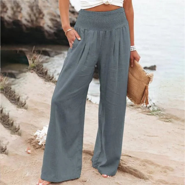 Pantalones de verano para mujer | Casual Chic | Mezcla de algodón y lino | Ideales para ocasiones veraniegas