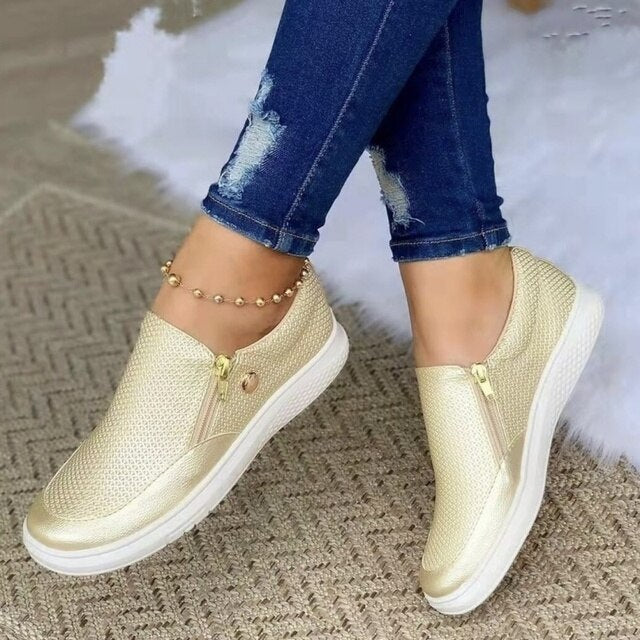 Damskie Wsuwane Sneakersy Z Zamkiem