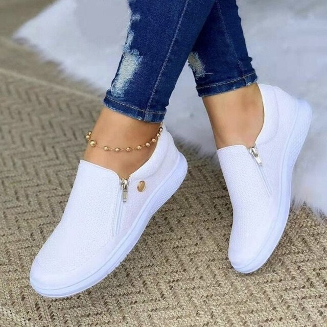 Damskie Wsuwane Sneakersy Z Zamkiem