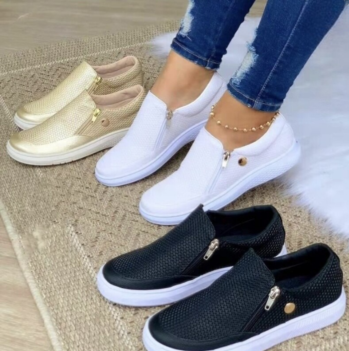 Damskie Wsuwane Sneakersy Z Zamkiem