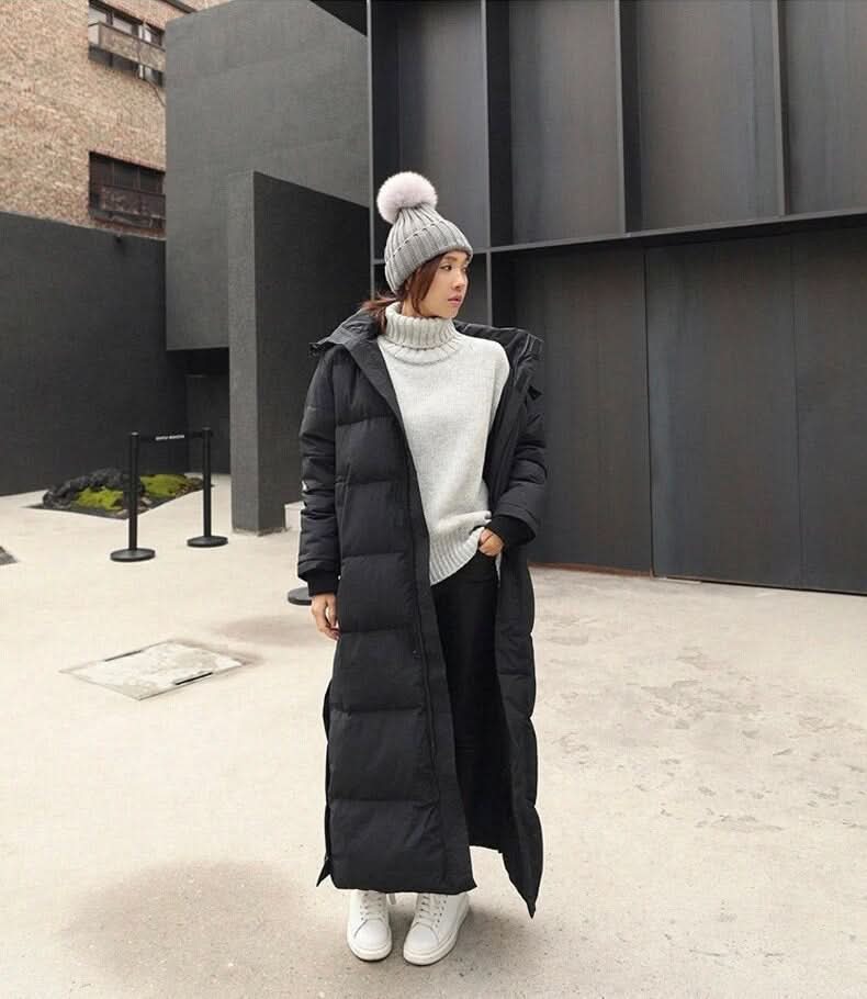 Lo último en abrigos largos de invierno estilo puffer para mujer