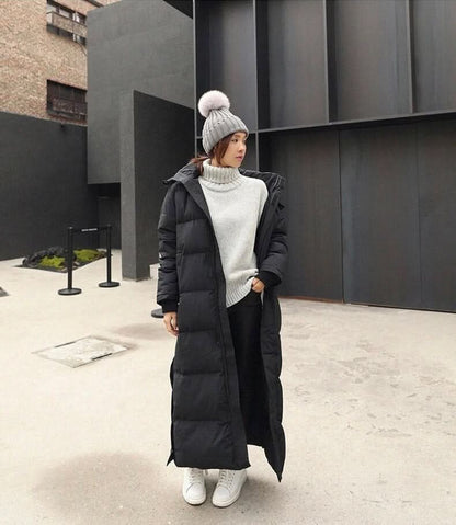 Lo último en abrigos largos de invierno estilo puffer para mujer