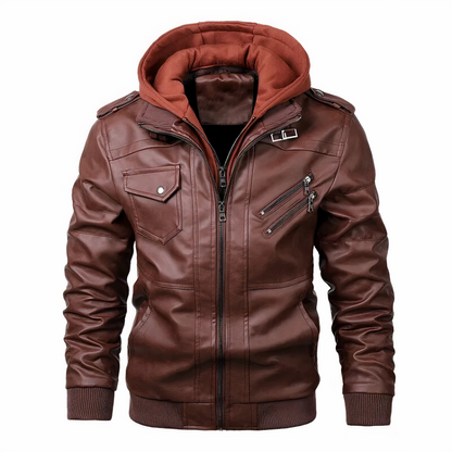 Grant | Elegante chaqueta de cuero con capucha