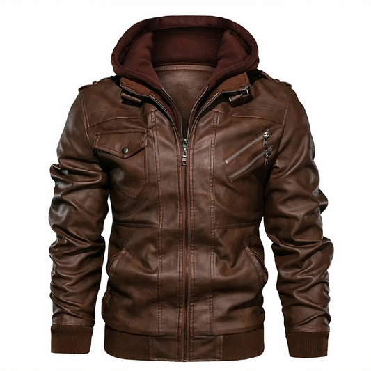 Grant | Elegante chaqueta de cuero con capucha