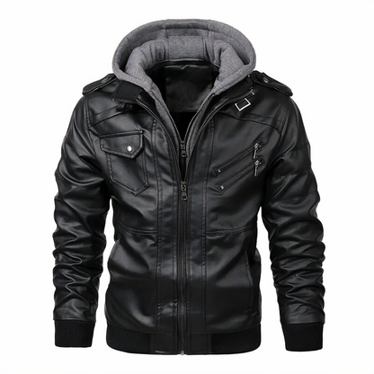 Grant | Elegante chaqueta de cuero con capucha
