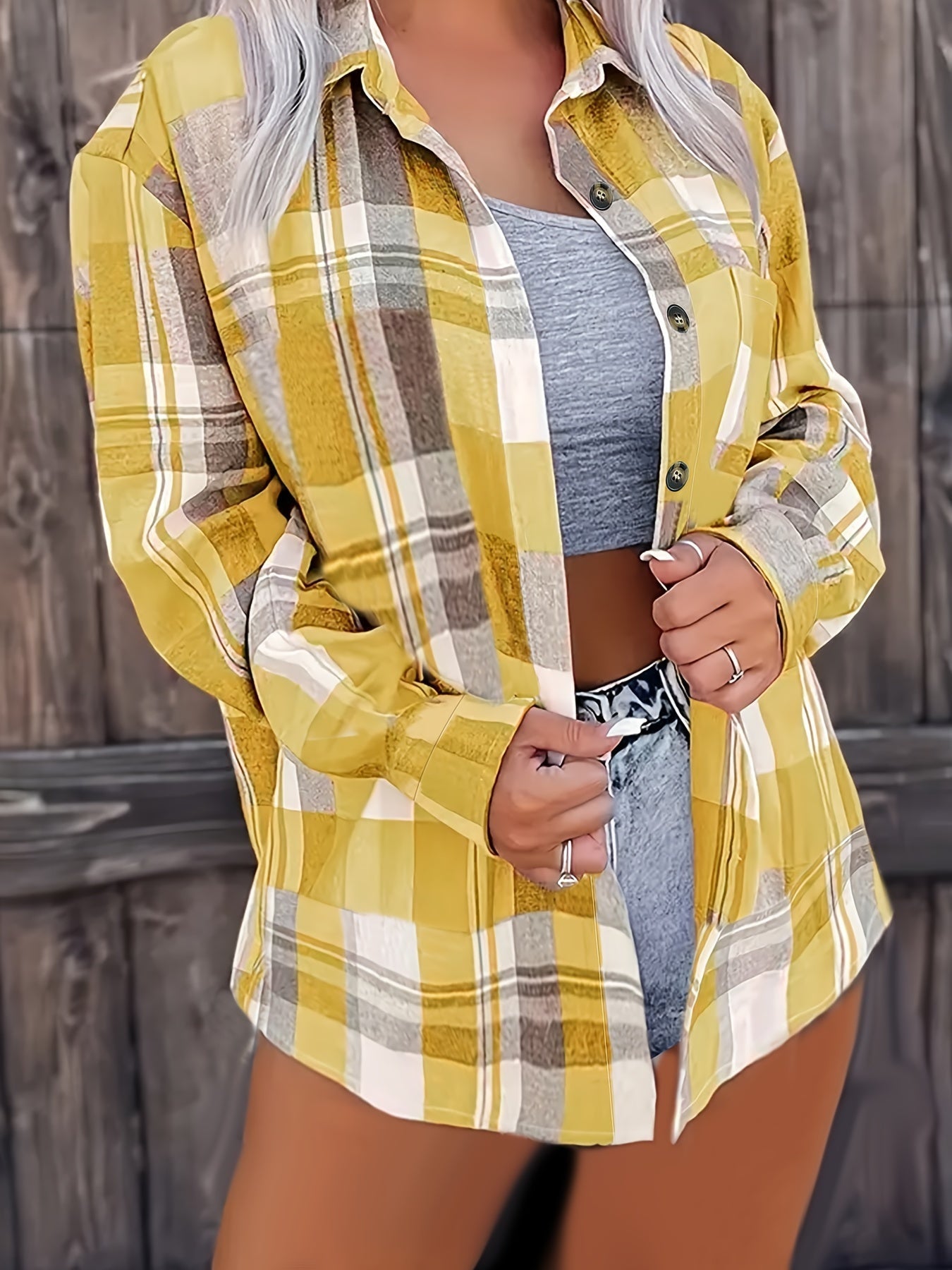 Camisa A Cuadros Con Botones - Diseño Cuello Polo Y Cierre