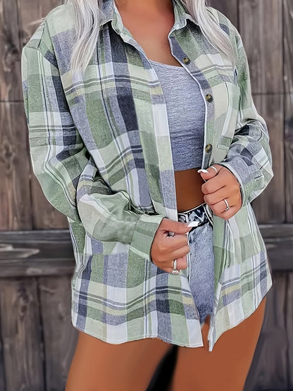 Camisa A Cuadros Con Botones - Diseño Cuello Polo Y Cierre