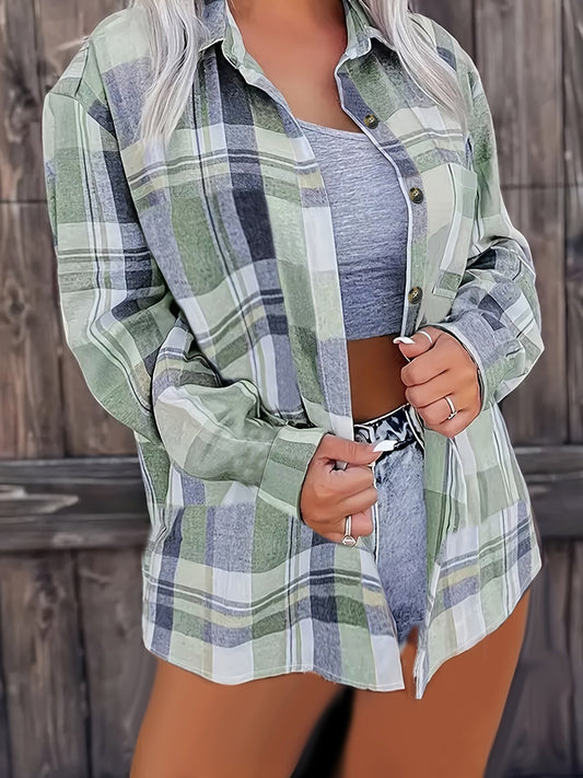 Camisa A Cuadros Con Botones - Diseño Cuello Polo Y Cierre