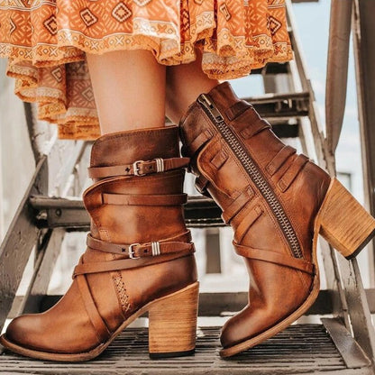 Martine - Botas de primavera de piel para mujer