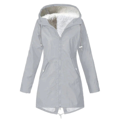 Chaqueta impermeable de forro polar con capucha para mujer | Perfecta para otoño/invierno